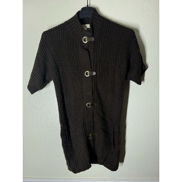 Michael Kors Brown Ribbed Knit Cardigan Toggle Clasp Buttons Sz‎ s - Picture 1 of 6